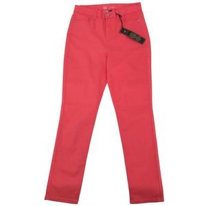 DG2 By Diane Gilman Womens High Rise Flat Front Pink Slim Leg Jeans Size 12 T